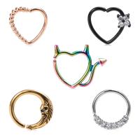 Stainless Steel Nose Piercing Smycken, 304 rostfritt stål, multifunktionella & Unisex & olika stilar för val & micro bana cubic zirconia, fler färger för val, Säljs av PC