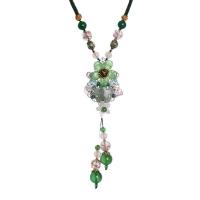 Cadena Suéter, cordón poliéster, con Aventurina verde & Ágata verde & Ágata blanca & Nácar & Cristal de murano & aleación de zinc, hecho a mano, Joyería & para mujer, multicolor, 150mm, longitud 80 cm, Vendido por UD