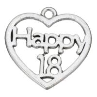 Ciondoli a cuore in lega di zinco, lega in zinco, placcato color argento, gioielli di moda & DIY, argento, 22.50x23mm, Venduto da PC