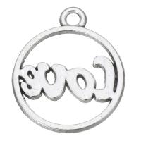 Alliage de zinc plate ronde pendentifs, Placage de couleur argentée, bijoux de mode & DIY, argent, 16.50x19.50mm, Vendu par PC