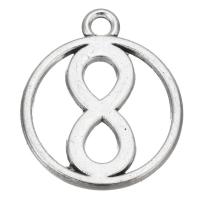 Alliage de zinc plate ronde pendentifs, Placage de couleur argentée, bijoux de mode & DIY, argent, 16x19mm, Vendu par PC