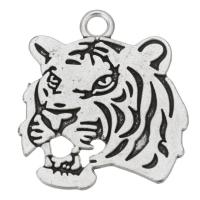 Zinklegierung Tier Anhänger, Tiger, silberfarben plattiert, Modeschmuck & DIY, Silberfarbe, 24x27mm, verkauft von PC