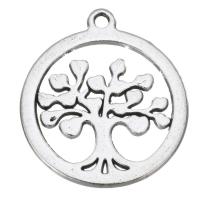 Alliage de zinc plate ronde pendentifs, Placage de couleur argentée, bijoux de mode & DIY, argent, 18x20mm, Vendu par PC