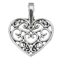 Zinc Alloy Heart Pendler, sølvfarvet forgyldt, mode smykker & du kan DIY, sølv, 14x17.50mm, Solgt af PC