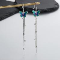 925 Boucles d’oreilles Sterling Silver Drop & Dangle, Argent sterling 925, papillon, bijoux de mode & pour femme, plus de couleurs à choisir, protéger l'environnement, sans nickel, plomb et cadmium, 12x70mm, Vendu par paire