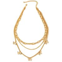 Collana Multi strato, lega in zinco, with 7CM extender chain, Farfalla, placcato color oro, gioielli di moda & multistrato & per la donna, Lunghezza Appross. 44 cm, Venduto da PC