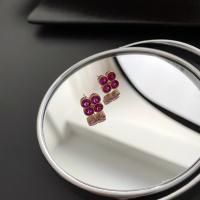 Befestiger Zirkonia Messing Ohrring, goldfarben plattiert, Modeschmuck & Micro pave Zirkonia & für Frau, violett, frei von Nickel, Blei & Kadmium, 9.40x9.40mm, verkauft von Paar