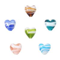 Håndlavede Lampeperler, Lampwork, Heart, du kan DIY, flere farver til valg, 15x15mm, Hole:Ca. 1.5mm, 2pc'er/Bag, Solgt af Bag