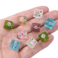 Handgewickelte Perlen, Lampwork, Quadrat, DIY, keine, 12x12mm, Bohrung:ca. 2mm, 2PCs/Tasche, verkauft von Tasche