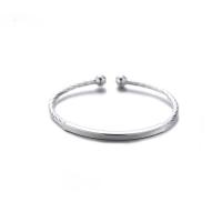 925 sterling zilver Manchet Bangle, silver plated, mode sieraden & voor vrouw, 3.3mm, 55mm, Verkocht door PC