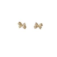 925 sidabro Stud Auskarai, Bowknot, 14K paauksuoti, Bižuterijos & mikro nutiesti kubinių Zirconia & moters, 12.3x9.6mm, Pardavė Pora