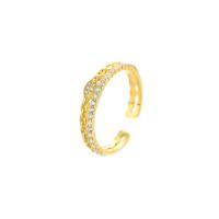 925 de prata esterlina Cuff Ring Finger, banhado, joias de moda & micro pavimento em zircônia cúbica & para mulher, Mais cores pare escolha, 3.9mm, tamanho:8, vendido por PC