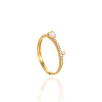 Plata de ley 925 Anillo de dedo Cuff, con Nácar, Corazón, chapado en color dorado, ajustable & micro arcilla de zirconia cúbica & para mujer, 3.9mm, tamaño:9, Vendido por UD