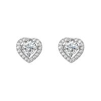 925 Sterling Sølv Stud Earring, Heart, platineret, mode smykker & Micro Pave cubic zirconia & for kvinde, 8.70x8.60mm, Solgt af par