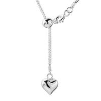 925 sterling zilver Halsketting, Hart, silver plated, chopin ketting & mode sieraden & voor vrouw, 10x10.6mm, Lengte Ca 23.6 inch, Verkocht door PC