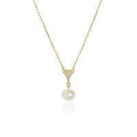 925 sterline d'argento collana, with Shell Pearl, with 2inch extender chain, placcato color oro, Micro spianare cubic zirconia & per la donna, 8x8mm, 10mm, Lunghezza Appross. 15.7 pollice, Venduto da PC