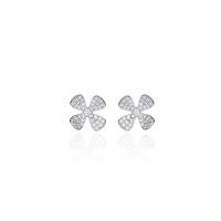 925 Sterling Sølv Stud Earring, Four Leaf Clover, forgyldt, mode smykker & Micro Pave cubic zirconia & for kvinde, flere farver til valg, 12.50x12.50mm, Solgt af par