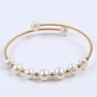 Fionnuisce saothraithe Pearl Bracelet, Pearl Fionnuisce, le 304 Cruach dhosmálta, jewelry faisin & do bhean, órga, 6-8mm, Fad Thart 18 cm, Díolta De réir PC