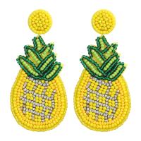 Øreringe smykker, Seedbead, med Klud, Pineapple, håndlavet, Juledesign & mode smykker & for kvinde, flerfarvede, 73x34mm, Solgt af par