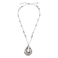 Handgemaakte halsketting, Textiel binnenwerk Cord, met Glas, mode sieraden & voor vrouw, multi-gekleurde, 53mm, Lengte 54-70 cm, Verkocht door PC