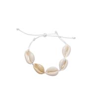 Bracelet bijoux coquillage, coquille, avec corde de cire, avec 10cm chaînes de rallonge, Réglable & bijoux de mode & pour femme, blanc, Longueur Environ 18 cm, Vendu par PC