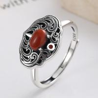 Sterling Silver Nakit Finger Ring, 925 Sterling Silver, s Yunnan Red Agate, modni nakit & za žene, nikal, olovo i kadmij besplatno, 11mm, Prodano By PC