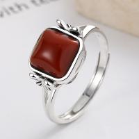 Sterling Silver Nakit Finger Ring, 925 Sterling Silver, s Yunnan Red Agate, modni nakit & za žene, nikal, olovo i kadmij besplatno, 9.5mm, Prodano By PC