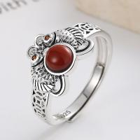 Sterling Silver Jewelry Finger Ring, 925 sterline d'argento, with Yunnan Red Agate, gioielli di moda & per la donna, assenza di nichel,piombo&cadmio, 11mm, Venduto da PC