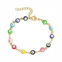 Bracelet Evil Eye bijoux, alliage de zinc, Mauvais œil, Placage de couleur d'or, bijoux de mode & émail, plus de couleurs à choisir, protéger l'environnement, sans nickel, plomb et cadmium, Longueur Environ 19-24 cm, Vendu par PC