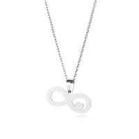 Collana in acciaio inossidabile, 304 acciaio inox, with 5CM extender chain, Numero 8, lucido, gioielli di moda & per la donna & cavo, 15.30x22.60mm, Lunghezza Appross. 45 cm, Venduto da PC