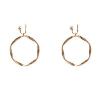 laiton Clip boucle d’oreille, bijoux de mode & pour femme, couleur or rose, protéger l'environnement, sans nickel, plomb et cadmium, 55x43mm, Vendu par paire