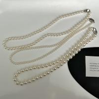 Plastic Pearl Trui Ketting, met Messing, mode sieraden & verschillende grootte voor keus & voor vrouw, wit, Lengte Ca 45 cm, Verkocht door PC