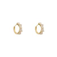 Orecchini cerchietti Hoop ottone, placcato oro vero, gioielli di moda & per la donna & con zirconi cubici, dorato, 15x4mm, Venduto da coppia