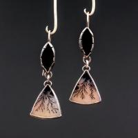 Sinc Alloy Earrings, le Agate, dath airgid plated, jewelry faisin & do bhean, dhá éagsúla daite, 20x45mm, Díolta De réir Péire