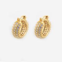 Cubic Zirconia Micro Pave Brass Earring high quality gold color plated fashion jewelry & micro pave cubic zirconia & for woman nickel lead & cadmium free Sold By Pair