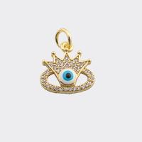 Evil Eye Pakabukai, Žalvarinis, aukštos kokybės aukso spalva padengtas, Pasidaryk pats & mikro nutiesti kubinių Zirconia, daugiau spalvų pasirinkimas, nikelio, švino ir kadmio nemokamai, 19x15x3mm, Pardavė PC