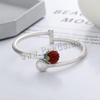 Pulseiras de prata, 990 Sterling Silver, with Yunnan Ágata Vermelha, Flor, joias de moda & unissex, níquel, chumbo e cádmio livre, 52-53mm, vendido por PC