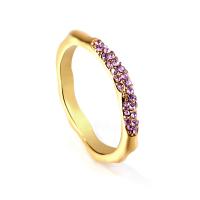 Anillo de dedo acero inoxidable del Rhinestone, acero inoxidable 304, diverso tamaño para la opción & diferentes estilos para la opción & para mujer & con diamantes de imitación, dorado, Vendido por UD