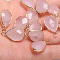 Pendentifs quartz naturel, fer, avec quartz rose, DIY, rose, 13x23mm, Vendu par PC