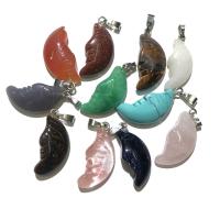 Pendants Gemstone Jewelry, Iarann, le Gemstone, Gealach, DIY, Dath Randamach, 12x22mm, Díolta De réir PC