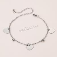 Anklet de acero inoxidable, acero inoxidable 304, chapado, Joyería & diferentes estilos para la opción & para mujer, plateado, libre de níquel, plomo & cadmio, longitud aproximado 30 cm, Vendido por UD