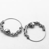 Titanium Staal Earring, Schedel, gepolijst, uniseks, oorspronkelijke kleur, 31.70x34.90x5.60mm, Verkocht door pair