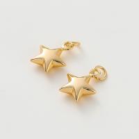 Pingentes Jóias de bronze, cobre, Estrela, banhado, DIY, dourado, 12x15mm, Buraco:Aprox 3mm, vendido por PC