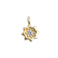 Cubique Pendentif en laiton zircon pavent, fleur, fade et jamais plaqué de haute qualité, DIY & pavé de micro zircon, Or, 6.50mm, Trou:Environ 1.5mm, Vendu par PC