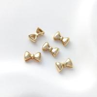 Mässing Spacer Pärlor, Bowknot, 14K guldpläterad, DIY, gyllene, 12x7x4mm, Säljs av PC