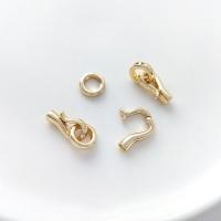 Fermoirs bijoux en laiton, Plaqué d'or 14K, DIY, doré, Hook 14.3mm*8.2mm, The ring is 9.3mm, Vendu par fixé