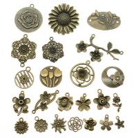 Zinc Alloy Jewelry Finding Set antique bronze color plated vintage & DIY & mixed & 1/1 loop & hollow nickel lead & cadmium free 10-20mm Sold By Bag