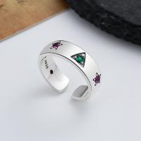 Zircon cubique Micro Pave Sterling Silver Rings, Argent sterling 925, bijoux de mode & pavé de micro zircon & pour femme, protéger l'environnement, sans nickel, plomb et cadmium, 6mm, Vendu par PC