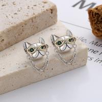 925 Sterling Sølv Stud Earring, Hund, mode smykker & Micro Pave cubic zirconia & for kvinde, nikkel, bly & cadmium fri, 10x10mm, Solgt af par