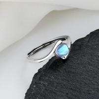 Bijoux de bague en argent sterling , Argent sterling 925, avec Moonstone, bijoux de mode & pour femme, protéger l'environnement, sans nickel, plomb et cadmium, 8mm, Vendu par PC